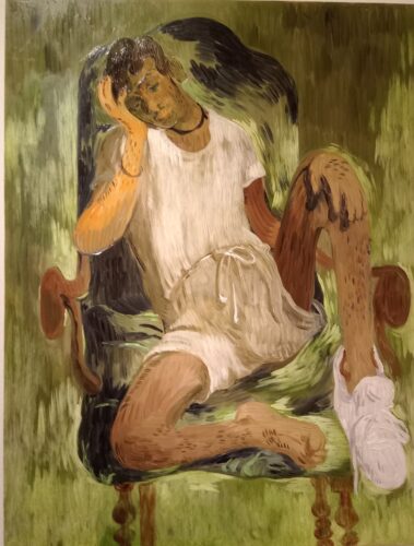 Seated Boy with Sneaker